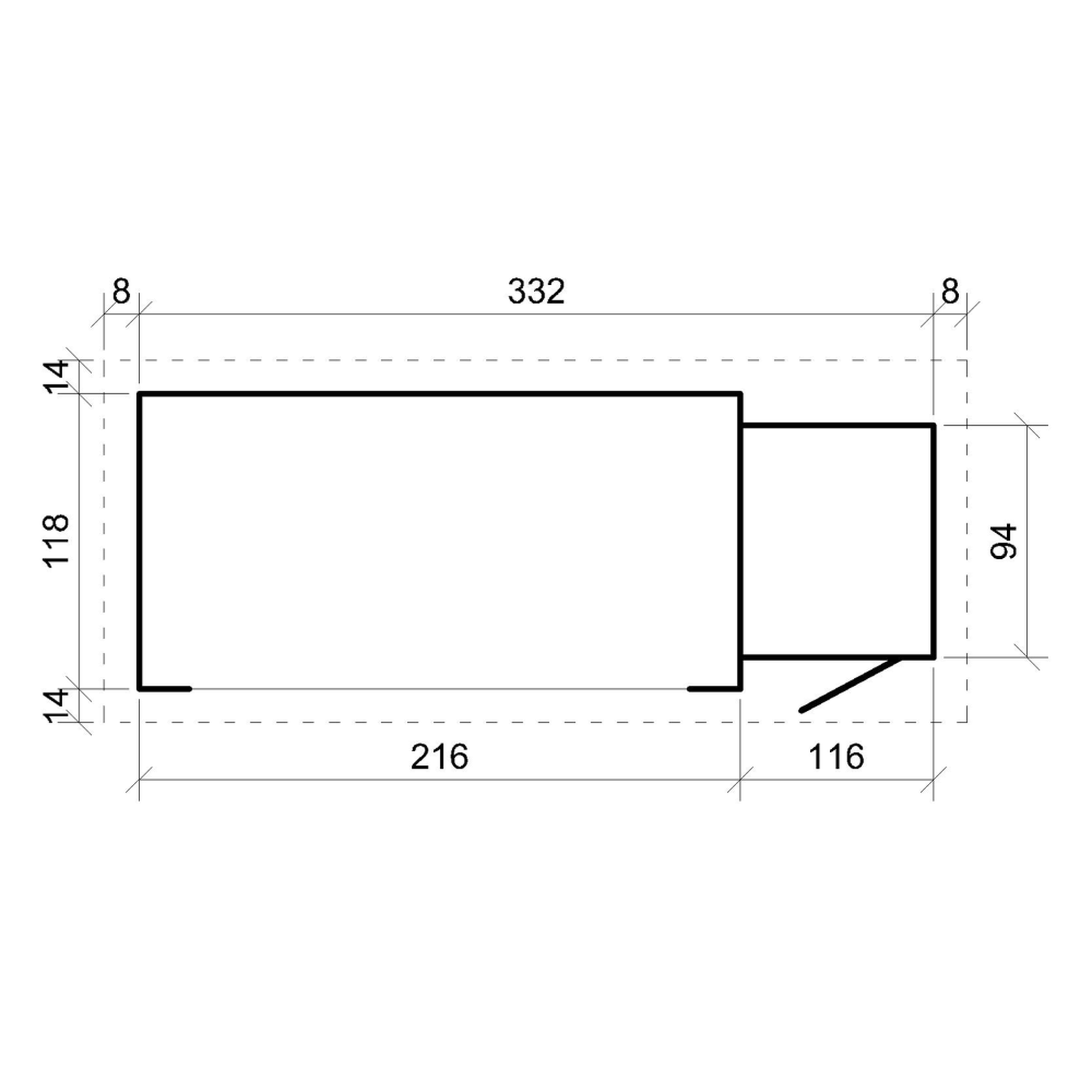 Voir la diapositive 6 : TIMBELA Abri de jardin, Bucher, Abri conteneur - Cabane de jardin avec Toit plat 2,54 m2+1,1 m2 M205