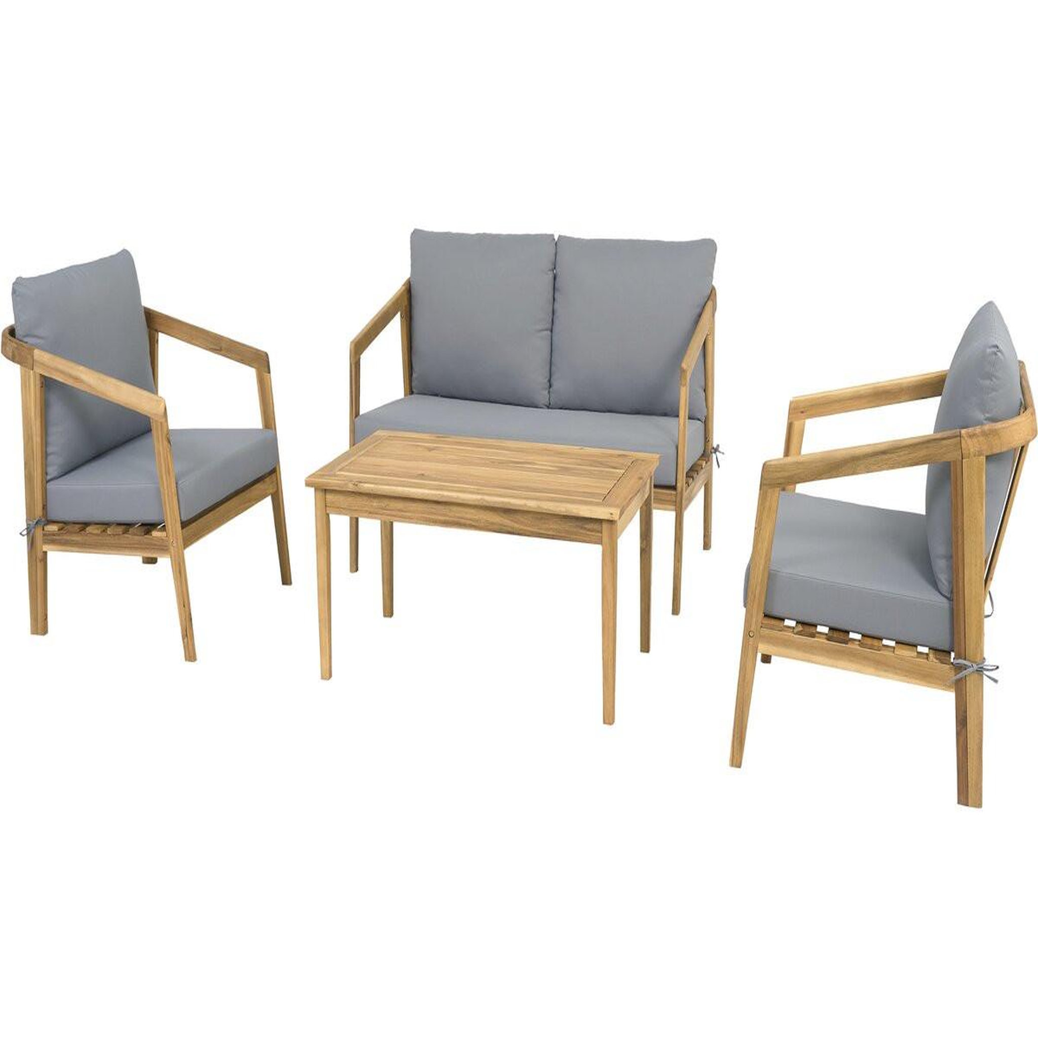 Voir la diapositive 4 : Habitat et Jardin Salon de jardin en bois avec coussins  presley  - 4 places - gris