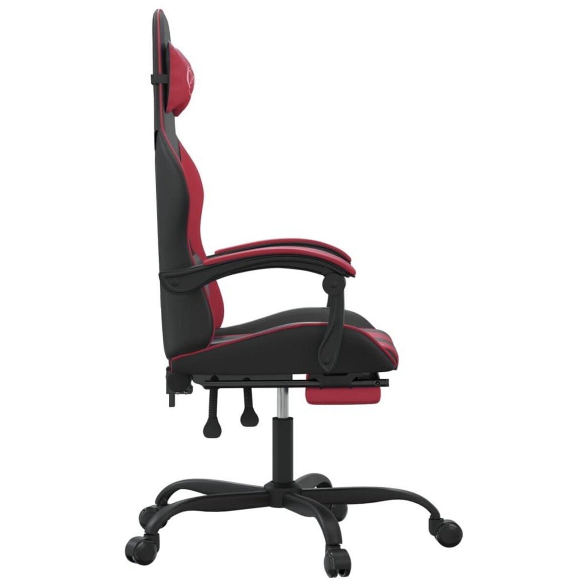 VIDAXL Chaise de jeu avec repose-pied Noir/rouge bordeaux Similicuir