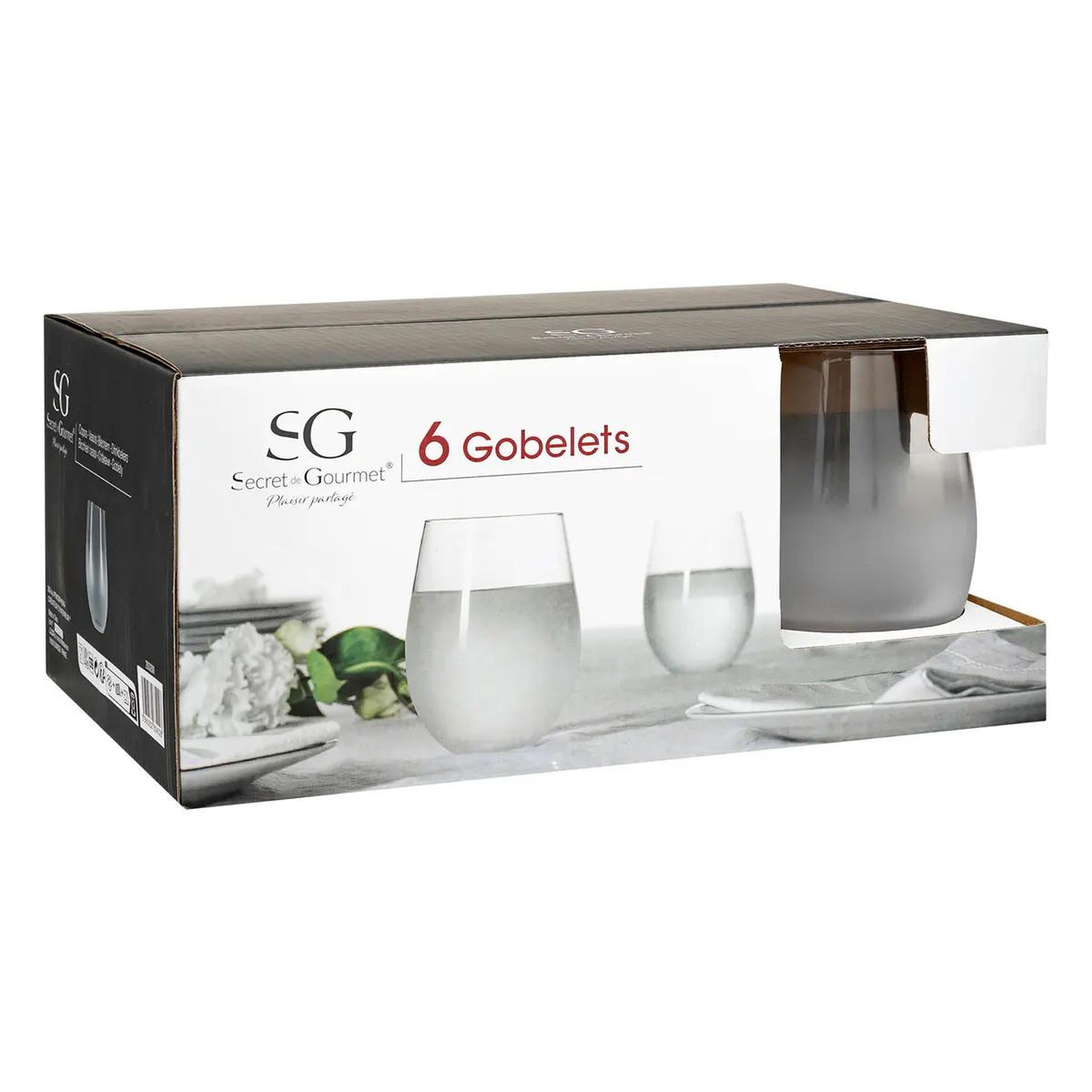 Voir la diapositive 4 : SECRET DE GOURMET Lot de 6 verres bas  givrés  54cl transparent