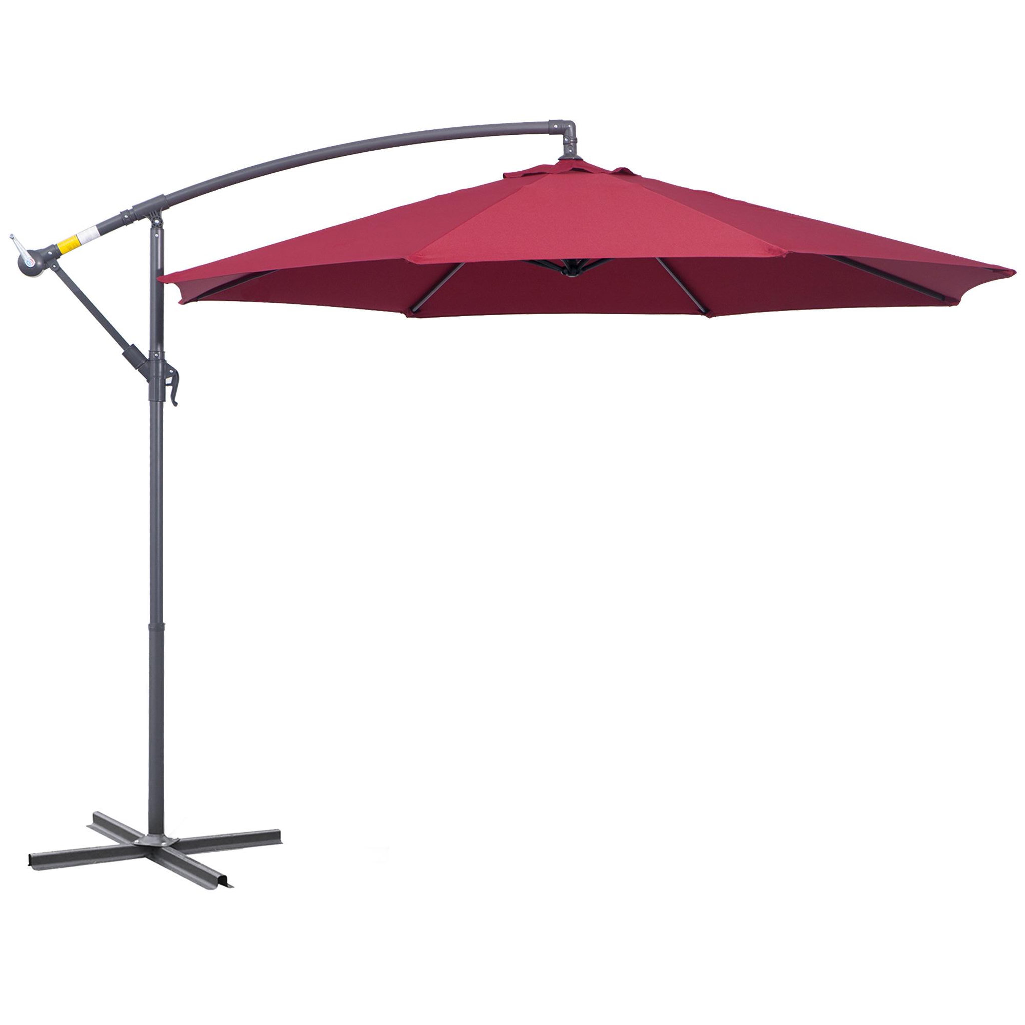 OUTSUNNY Parasol déporté octogonal à manivelle inclinable manivelle avec pied en acier diamètre 3 m rouge