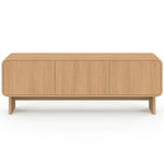 ID MARKET Meuble TV 140 cm CAPUCINE 3 portes façon hêtre design arrondi