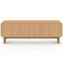 Voir la diapositive 1 : ID MARKET Meuble TV 140 cm CAPUCINE 3 portes façon hêtre design arrondi