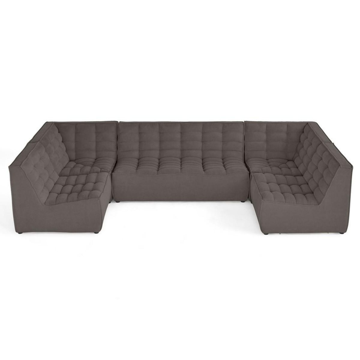 LISA DESIGN Ellie - canapé modulable panoramique 7 places en velours texturé