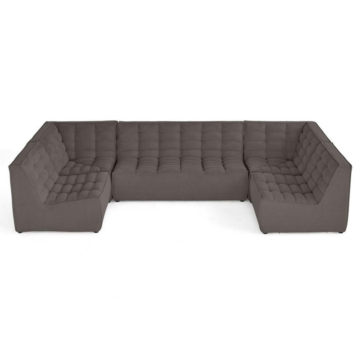 LISA DESIGN Ellie - canapé modulable panoramique 7 places en velours texturé