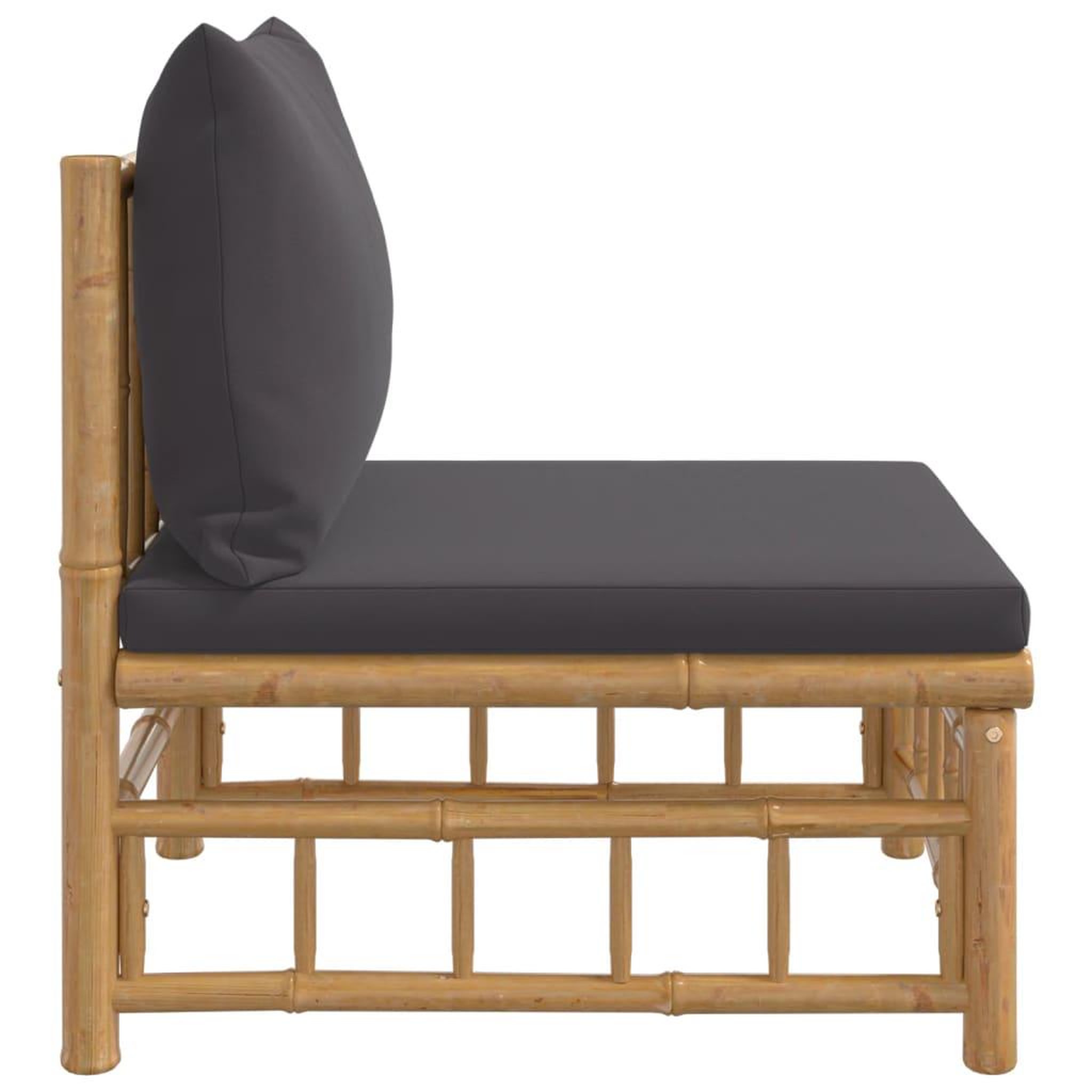 Voir la diapositive 4 : VIDAXL Canape central de jardin avec coussins gris fonce bambou
