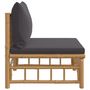 Voir la diapositive 4 : VIDAXL Canape central de jardin avec coussins gris fonce bambou