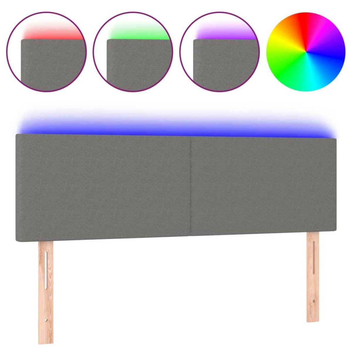 VIDAXL Tete de lit a LED Gris fonce 144x5x78/88 cm Tissu