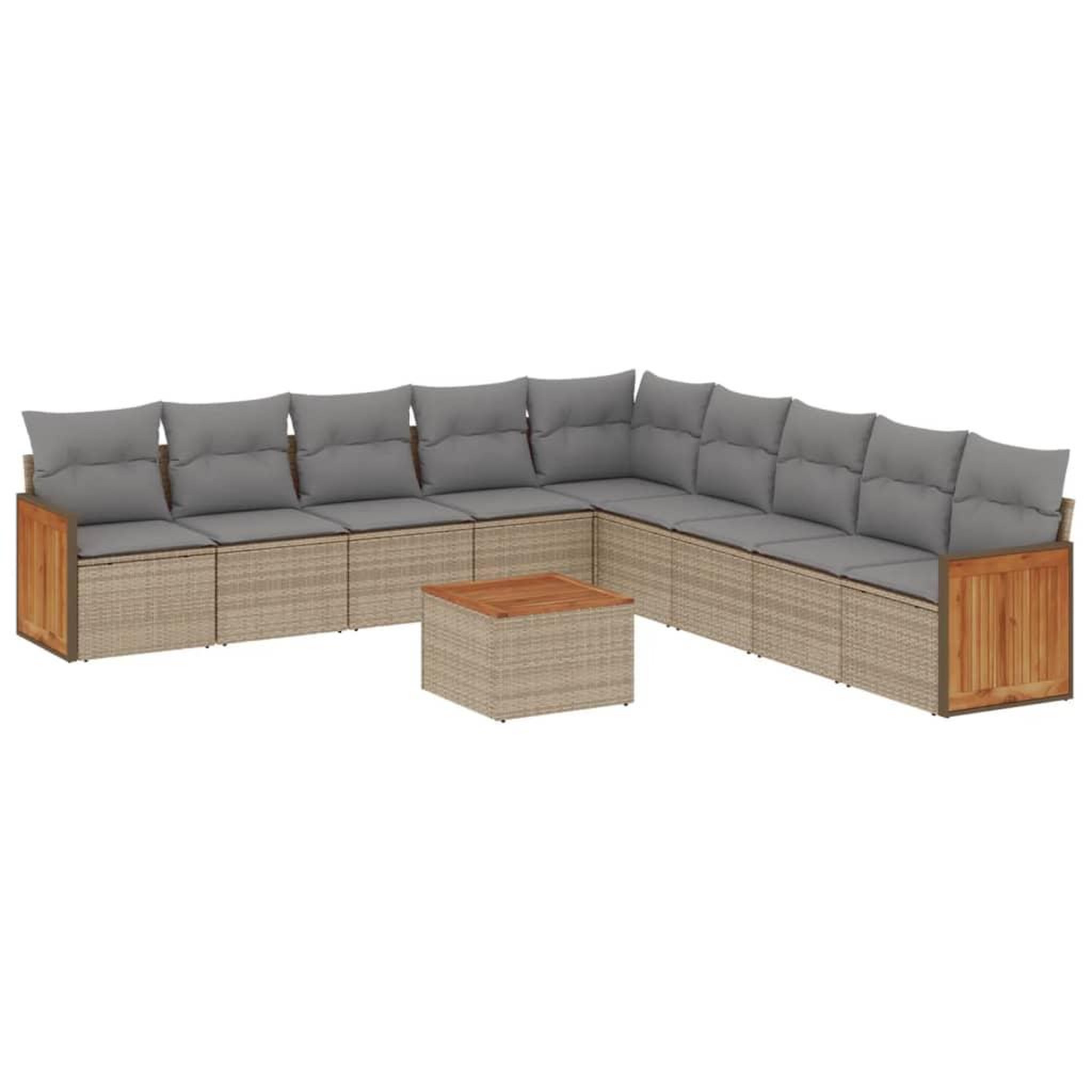 Voir la diapositive 2 : VIDAXL Salon de jardin avec coussins 10 pcs beige resine tressee