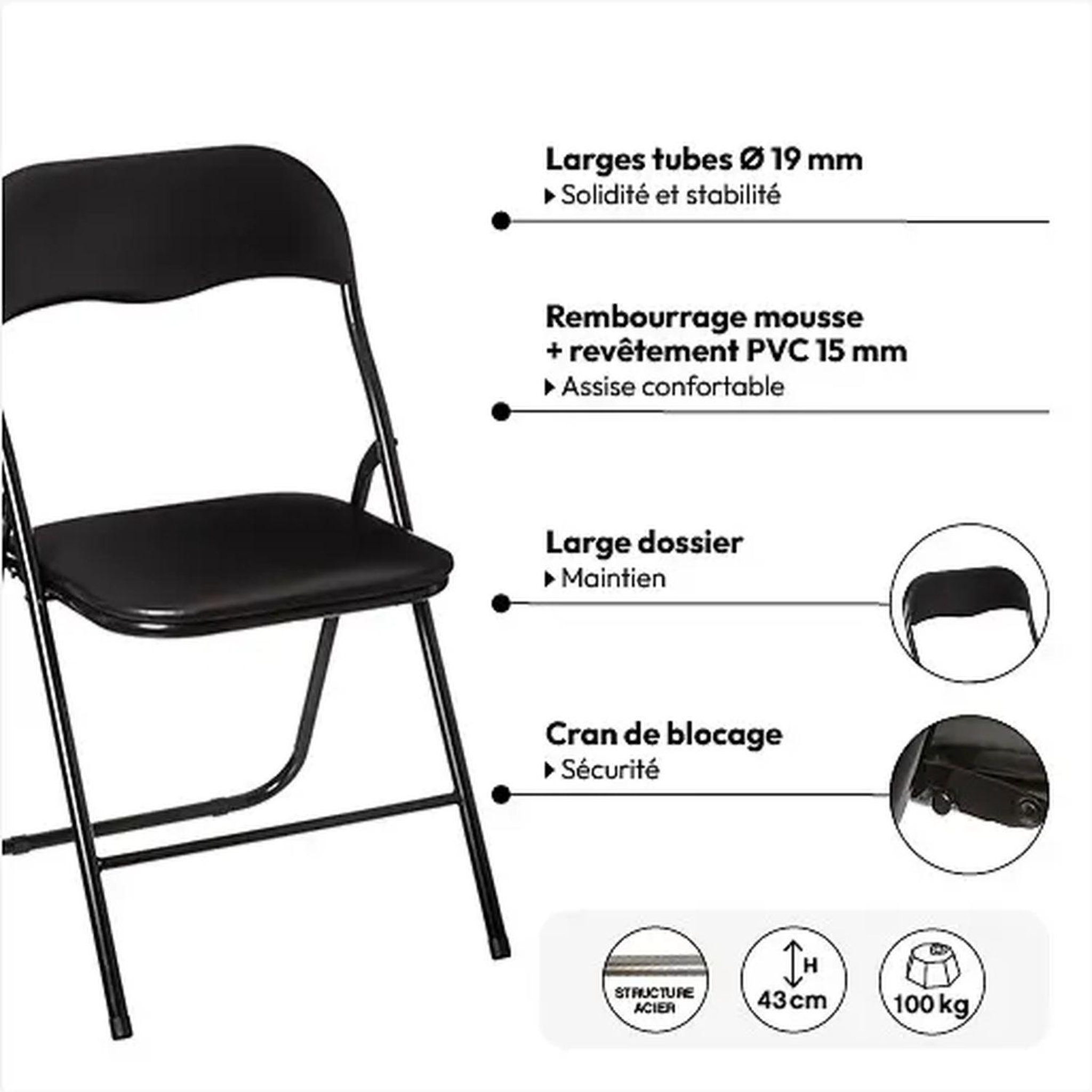 Voir la diapositive 4 : TOILINUX Lot de 6 Chaises pliantes en PVC