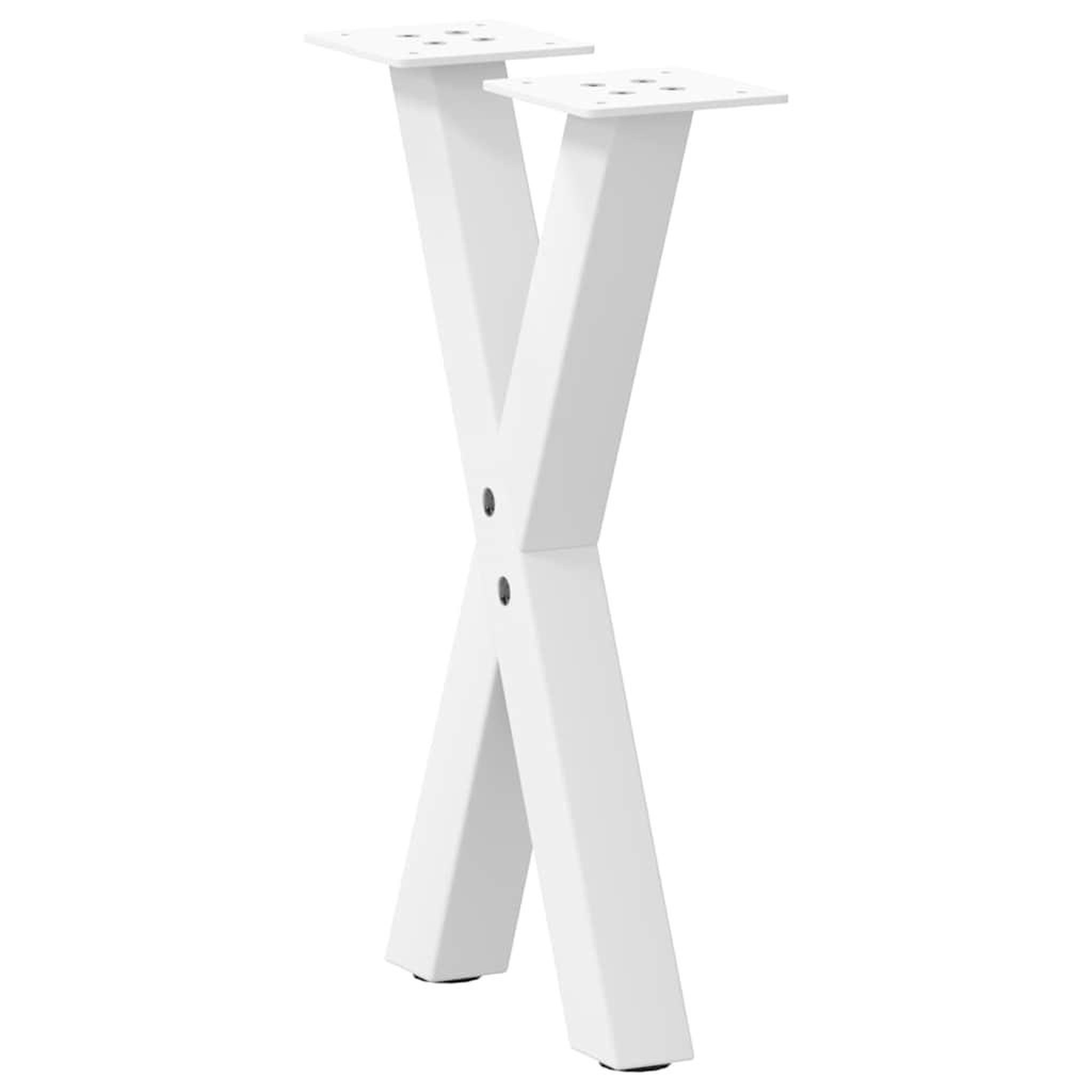 Voir la diapositive 4 : VIDAXL Pieds de table basse forme de X 2 pcs blanc 38x(42-43) cm acier