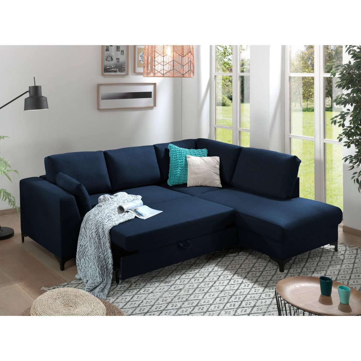 LISA DESIGN Tala - canapé d'angle droit - convertible - 5 places - en tissu