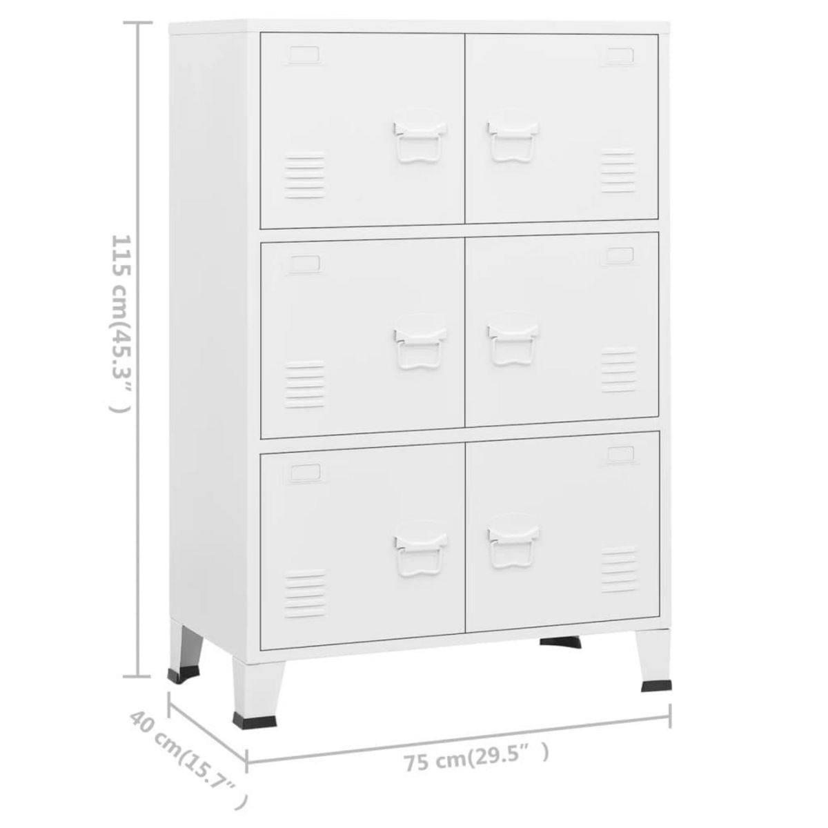 VIDAXL Coffre de rangement industriel Blanc 75x40x115 cm Metal