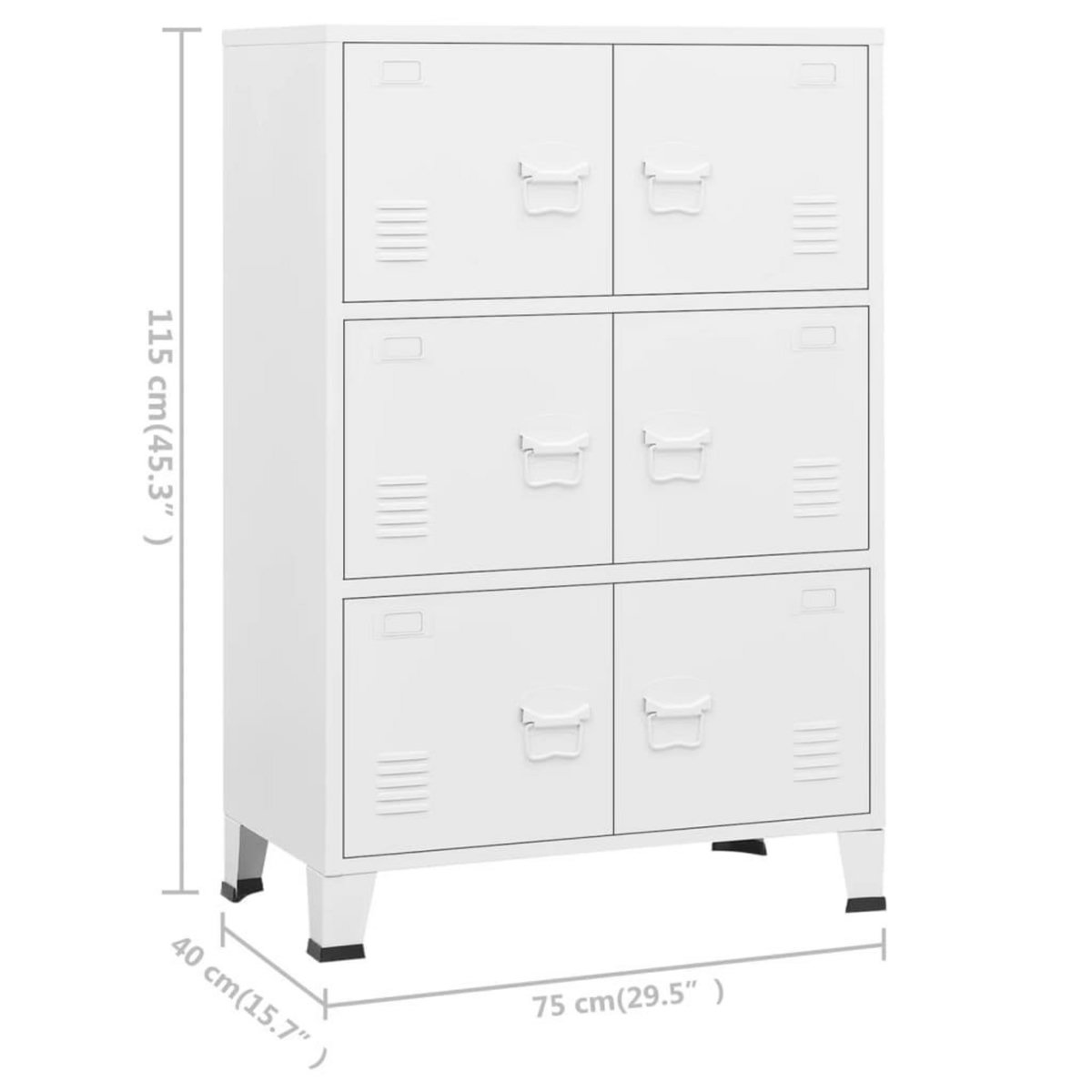 VIDAXL Coffre de rangement industriel Blanc 75x40x115 cm Metal