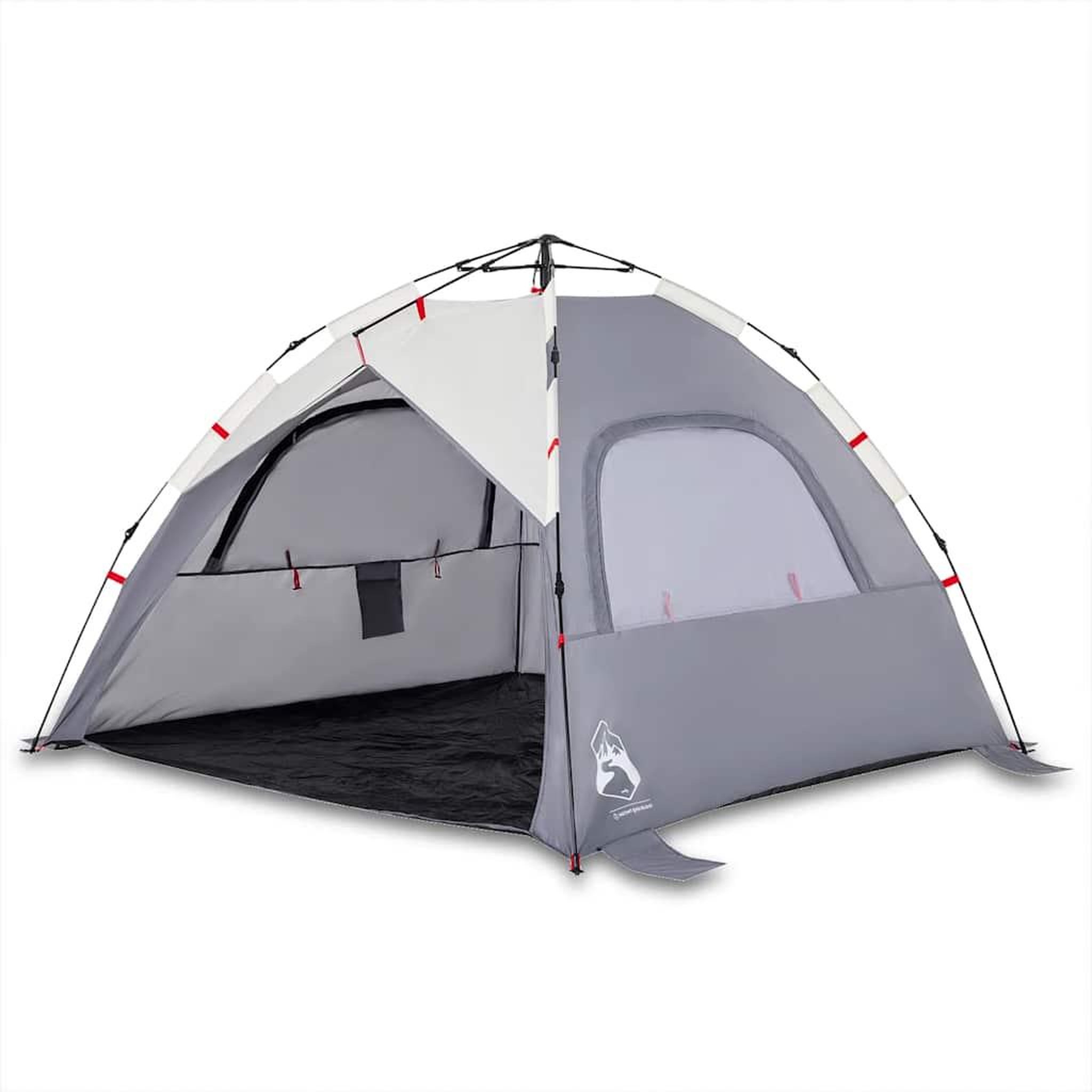 Voir la diapositive 2 : VIDAXL Tente de plage 3 personnes gris liberation rapide impermeable