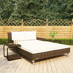 VIDAXL Chaise longue a 2 places avec coussins Resine tressee Marron