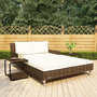 Voir la diapositive 1 : VIDAXL Chaise longue a 2 places avec coussins Resine tressee Marron