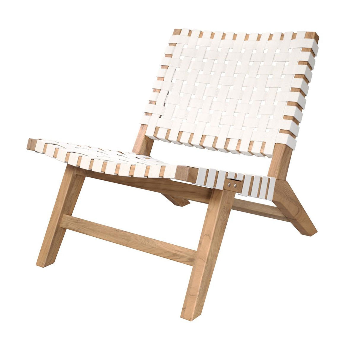 Rendez vous déco Fauteuil de jardin en teck et sangles en tissu blanc-Tao
