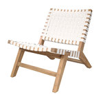 Rendez vous déco Fauteuil de jardin en teck et sangles en tissu blanc-Tao