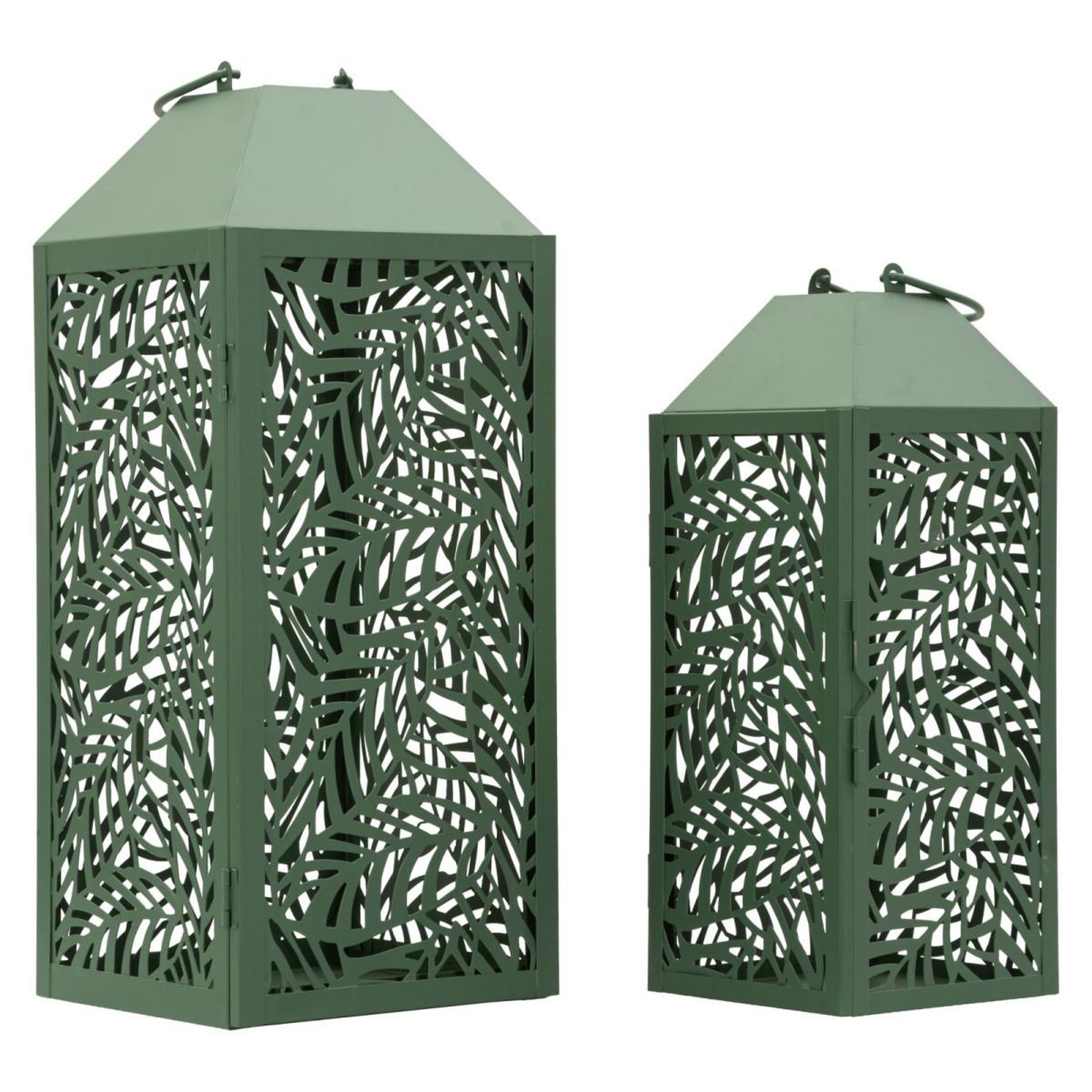 Paris Prix Lot de 2 Lanternes en Métal  Carving  44cm Vert
