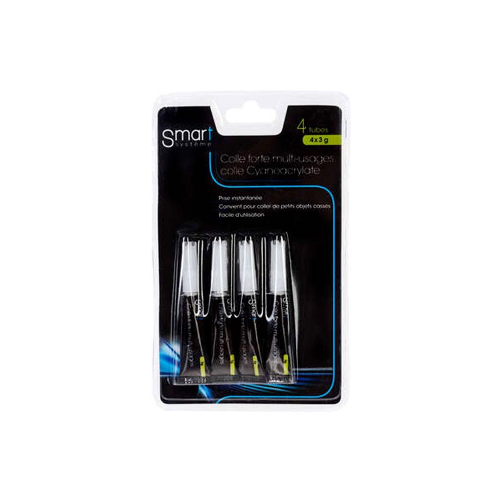 Voir la diapositive 1 : SMART SYSTEM Lot de 4 colles  cyanoacrylate  8cm bleu