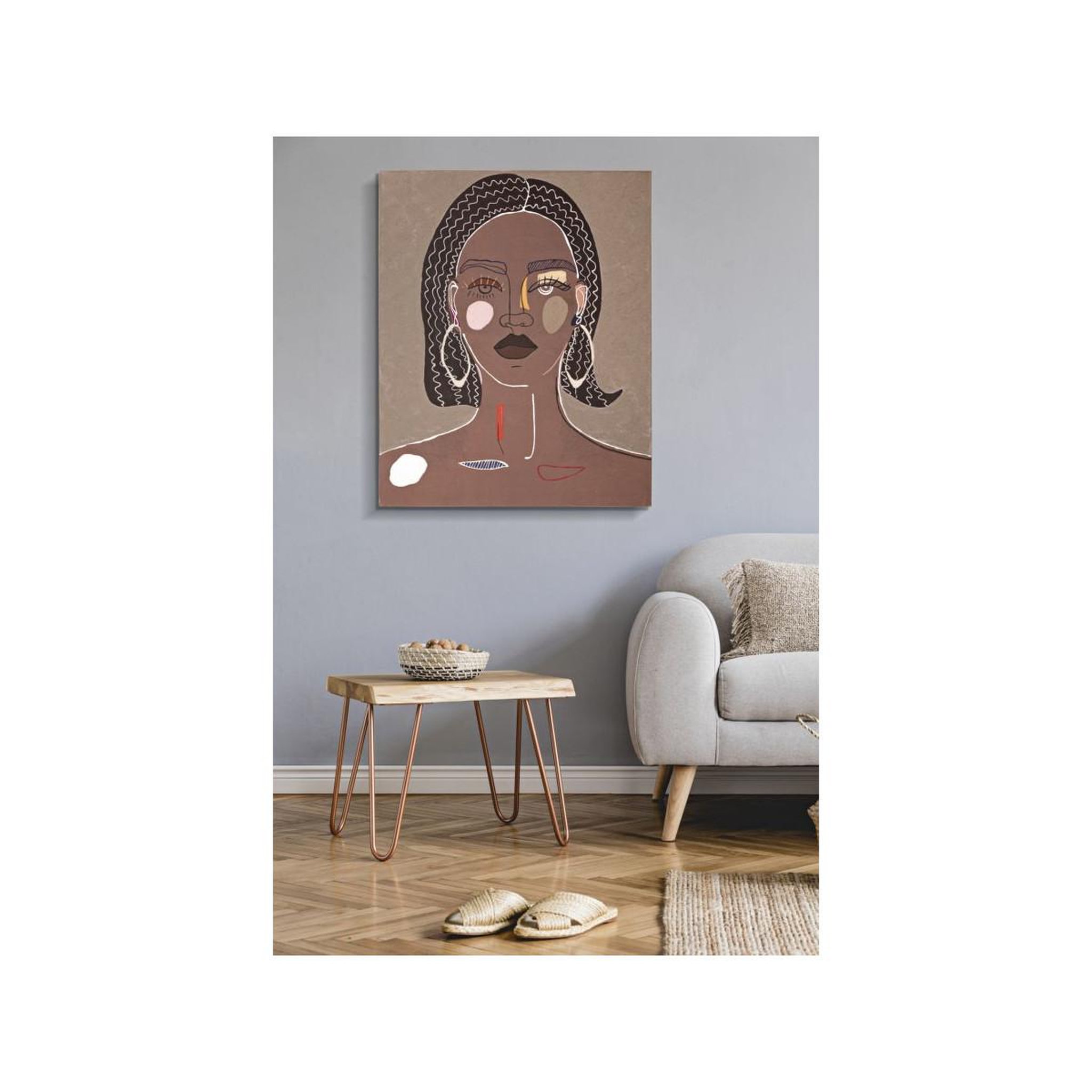 Voir la diapositive 5 : Paris Prix Toile imprimée déco  tribal face  80x100cm marron