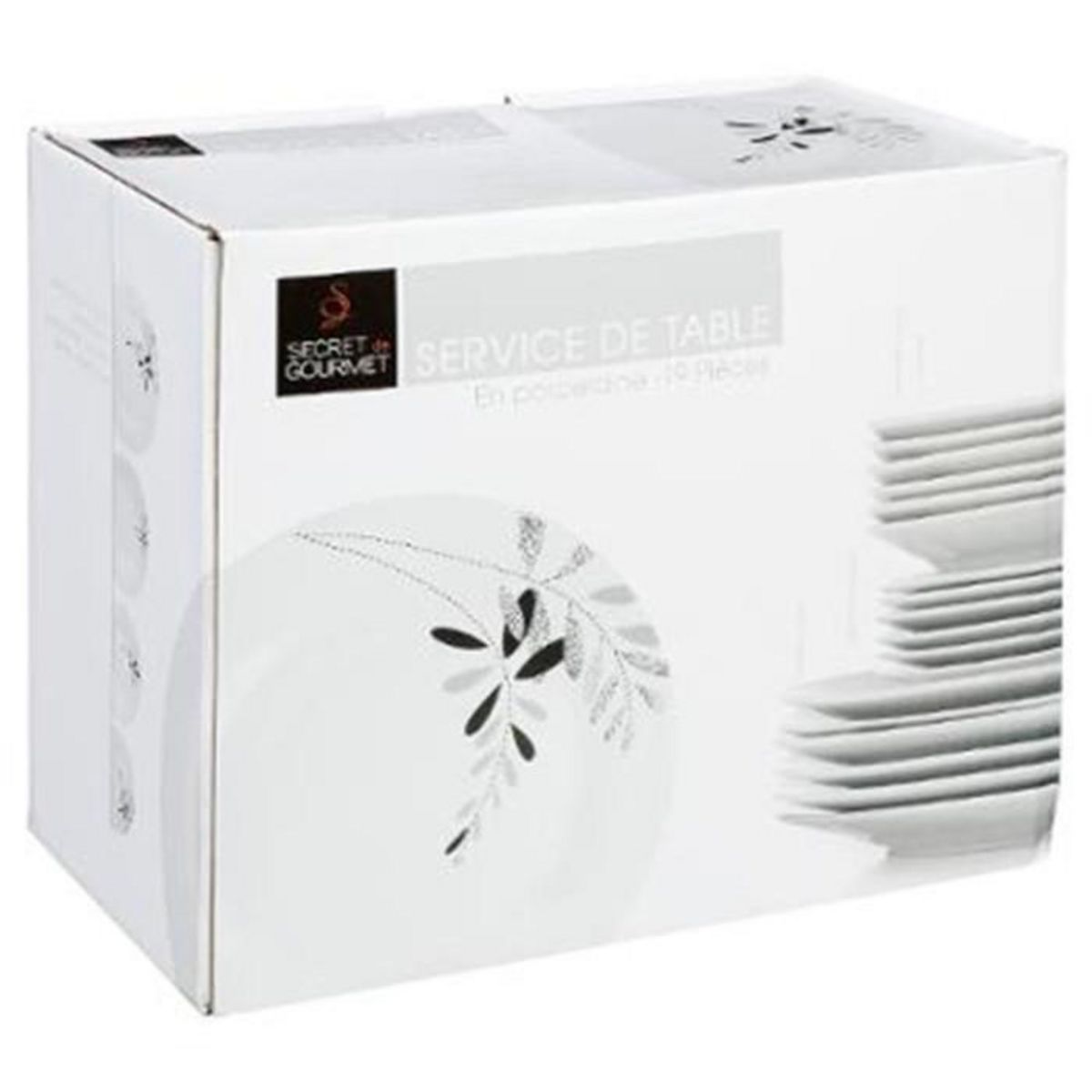 SECRET DE GOURMET Service de Table 18 Pièces  Floral  27cm Blanc