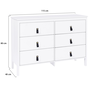 Voir la diapositive 5 : ID MARKET Commode 6 tiroirs MILANO 115 cm bois blanc avec poignée languette noire