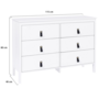 Voir la diapositive 5 : ID MARKET Commode 6 tiroirs MILANO 115 cm bois blanc avec poignée languette noire
