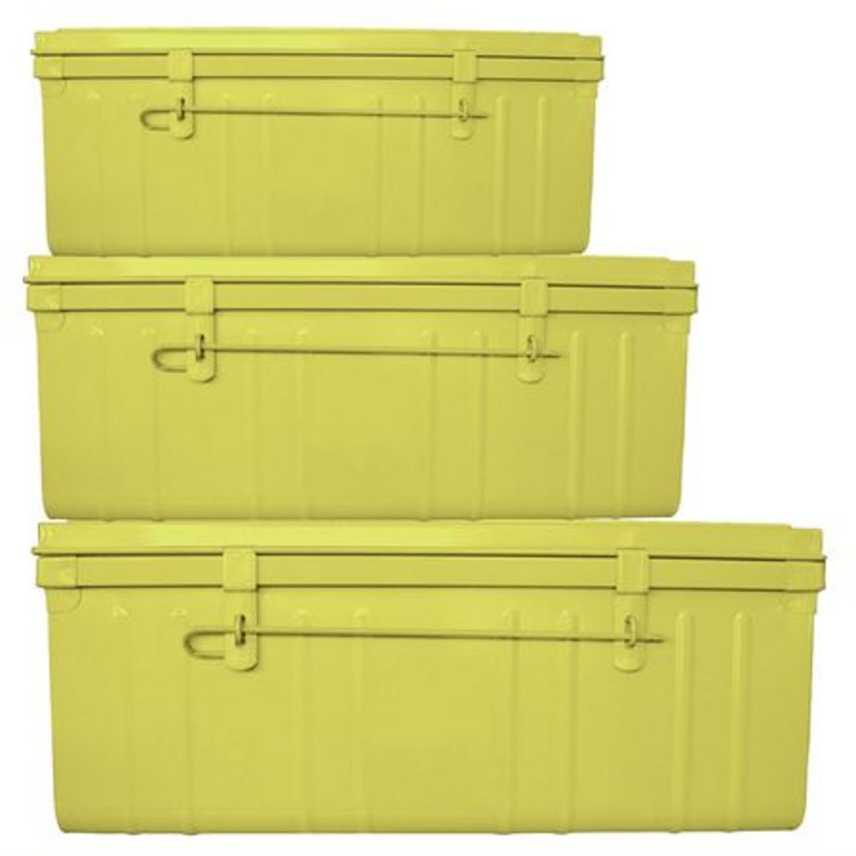 Lot de 3 malles cantines métal