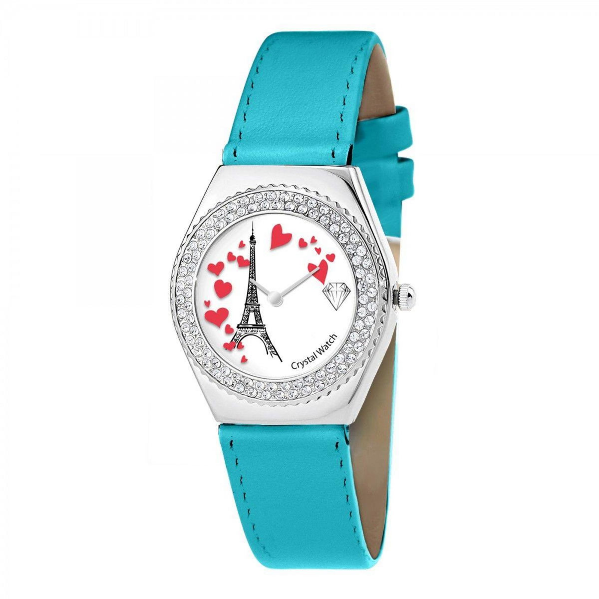 SC CRYSTAL Montre Alysson Tour Eiffel à mouvement tournant SC Crystal ornée de Cristaux scintillants