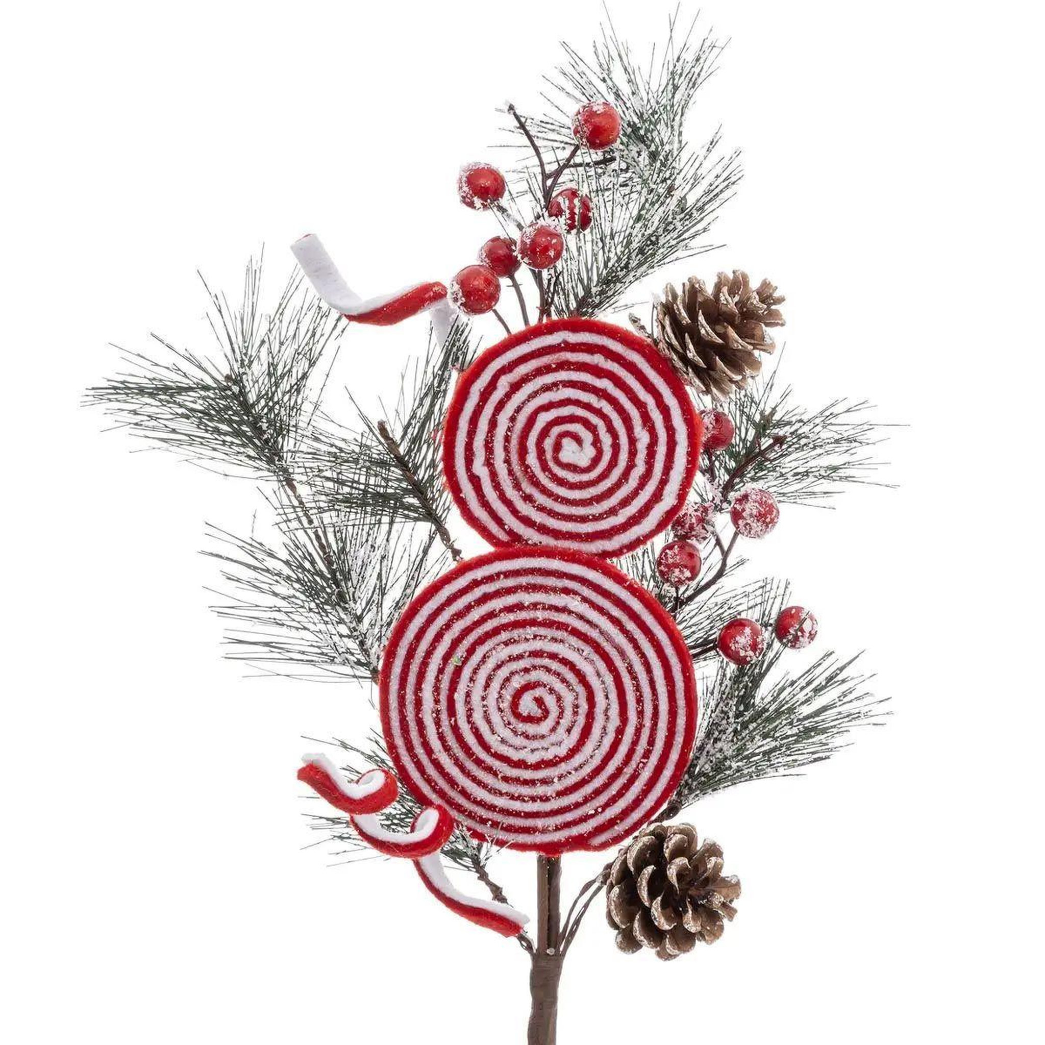 Voir la diapositive 2 : ATMOSPHERA Branche de fleurs  2 sucettes  75cm vert & rouge