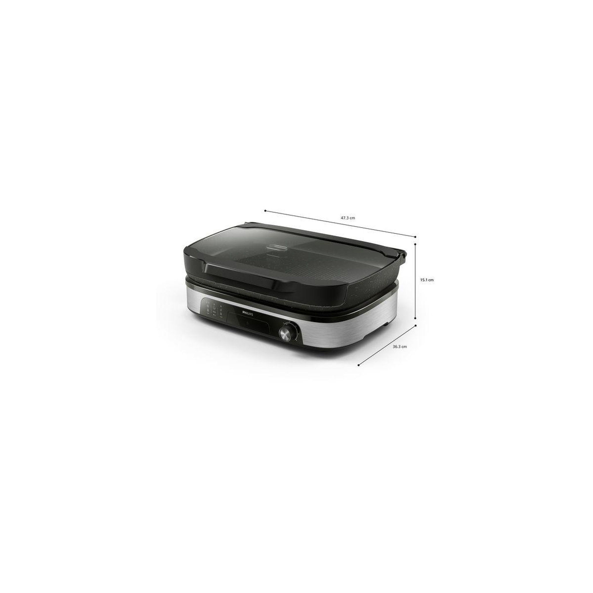Philips Plancha électrique HD6212/90  couvercle verre à poser, 50x25 cm