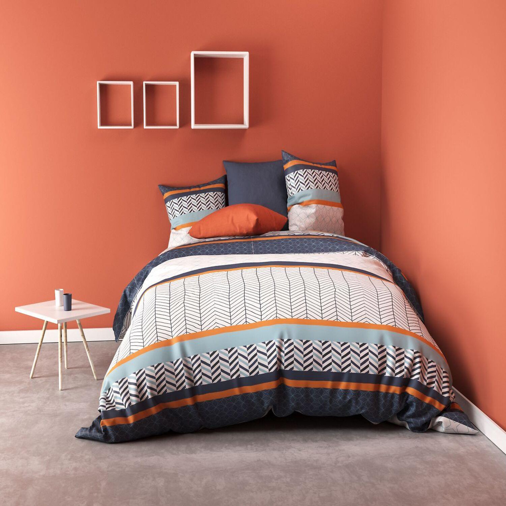 Les Ateliers du Linge Parure housse de couette 100%polyester gospy. Coloris disponibles : Gris