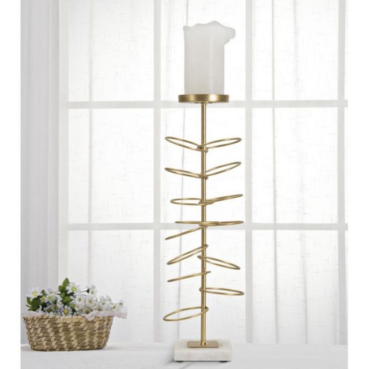 Paris Prix Bougeoir Design en Métal  Rings  46cm Or