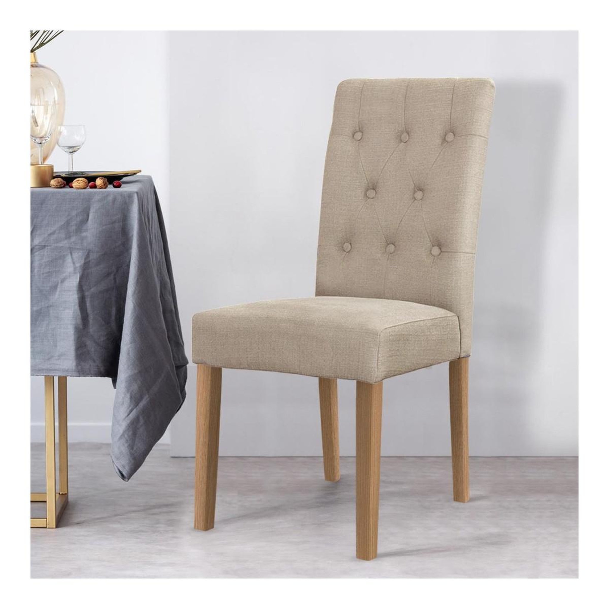 Voir la diapositive 2 : Paris Prix Lot de 2 Chaises Design Tissu  Charmly  99cm Beige