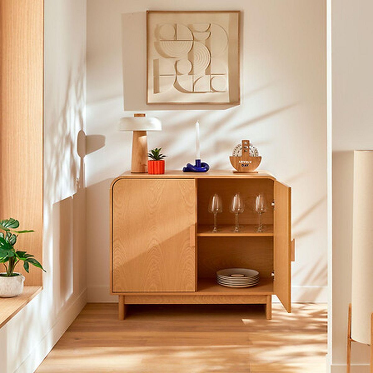 ATMOSPHERA Buffet 2 portes effet bouleau LEE - Beige