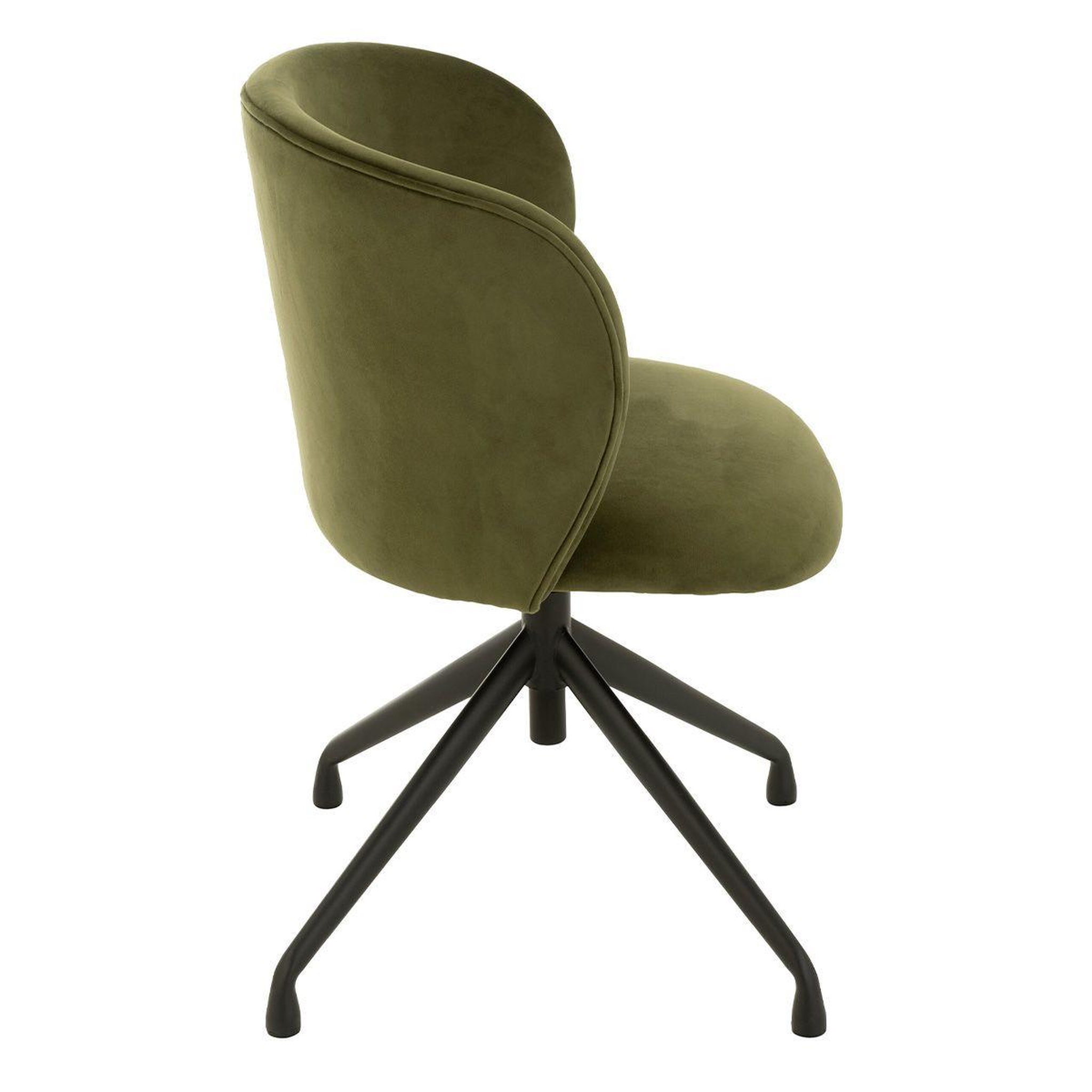 Voir la diapositive 3 : J-LINE Chaise pivotante en velours  gena  78-83cm vert foncé