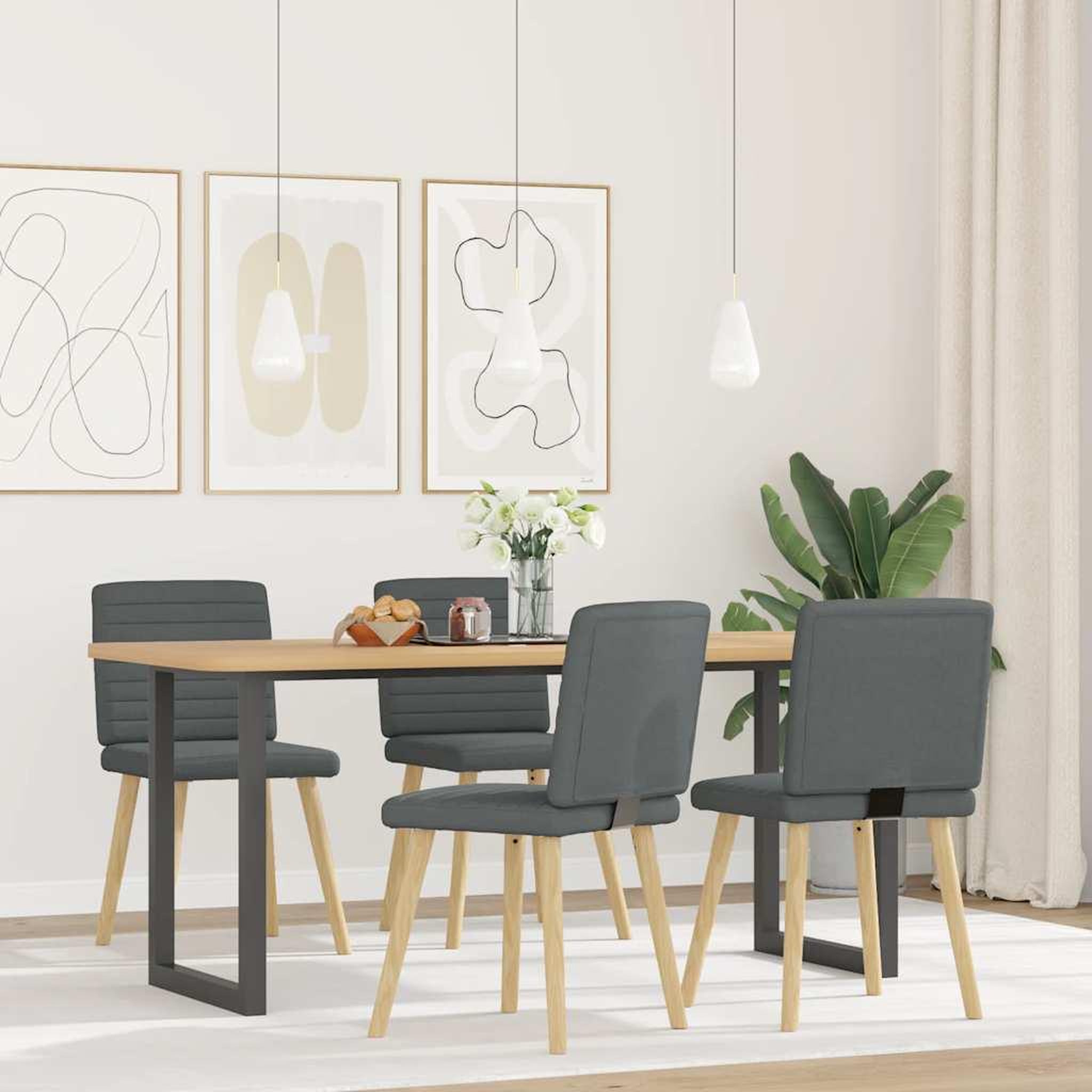 Voir la diapositive 2 : VIDAXL Chaises a manger lot de 4 gris fonce tissu