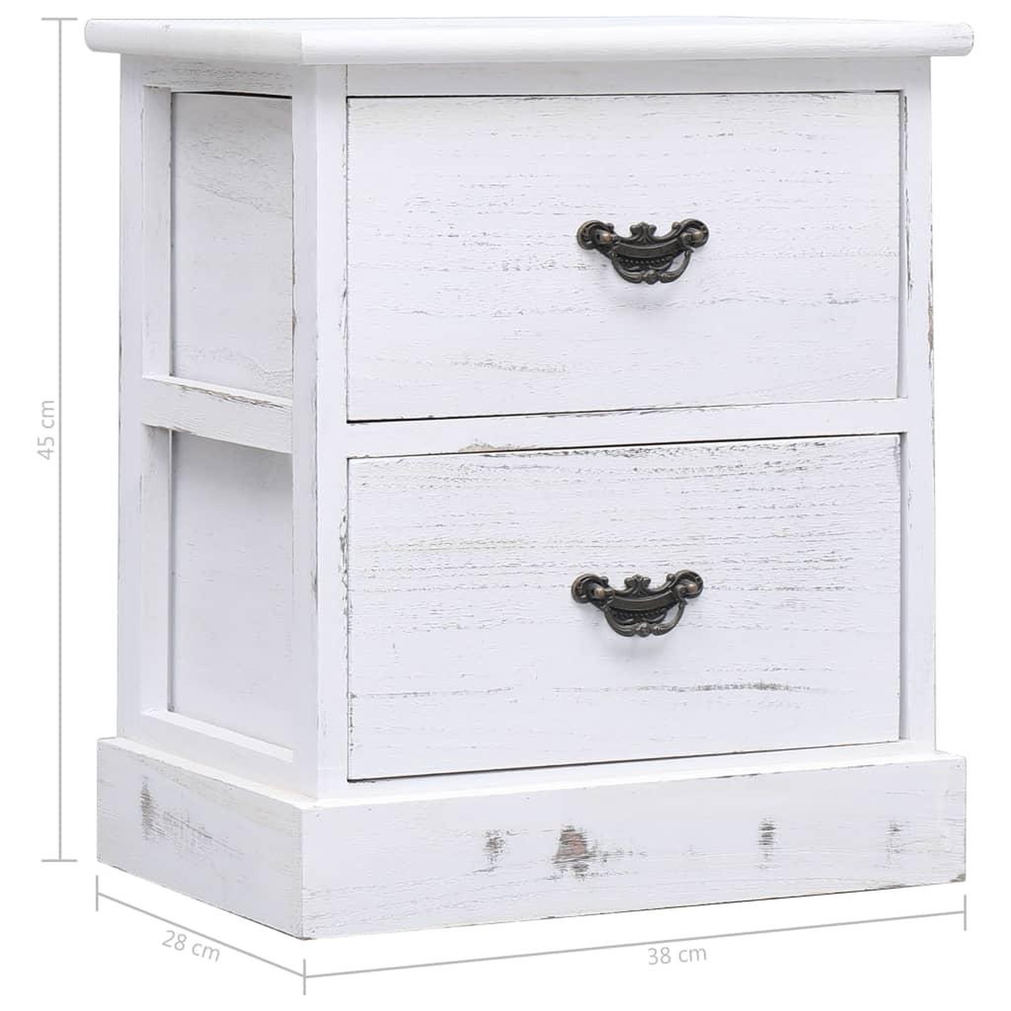 Voir la diapositive 6 : VIDAXL Table de chevet Blanc 38x28x45 cm Bois de Paulownia