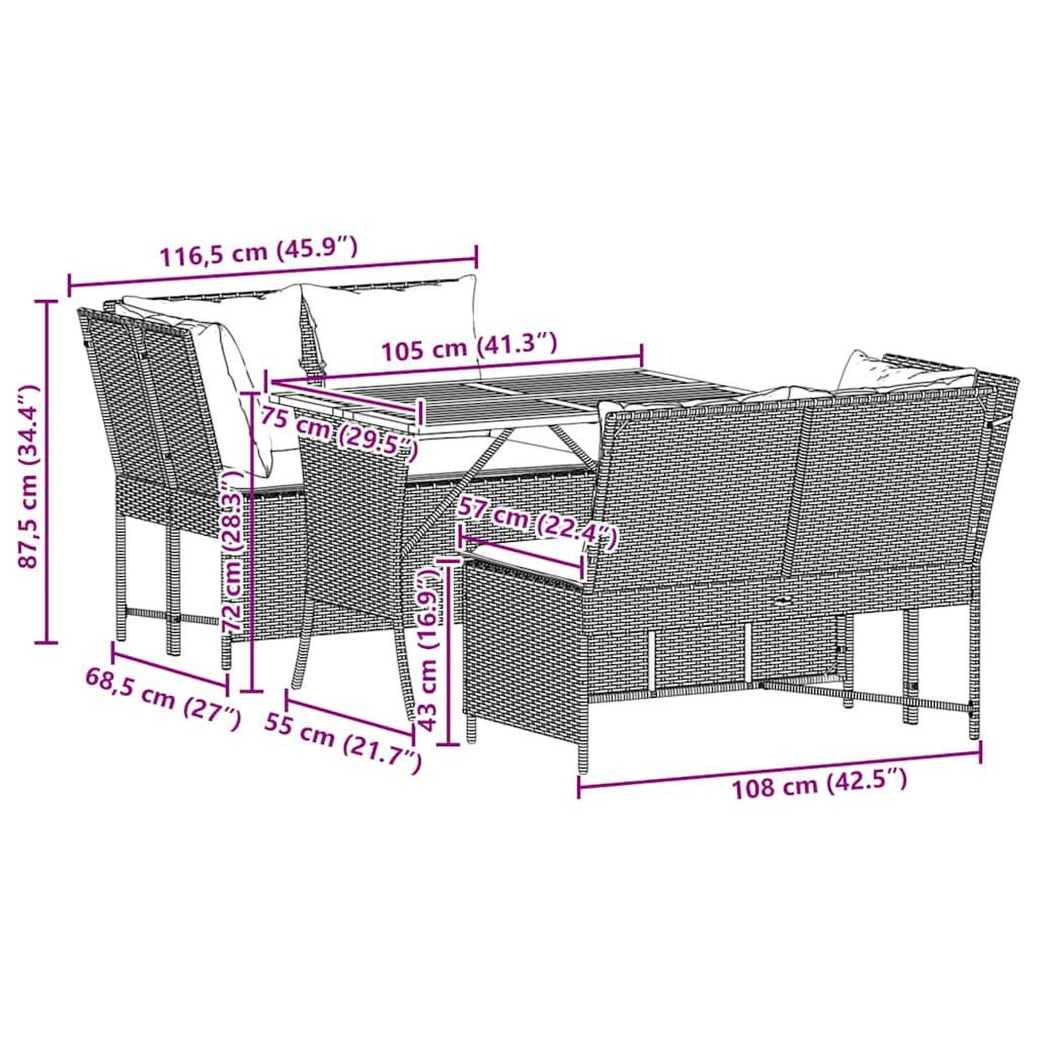 Voir la diapositive 6 : VIDAXL Salon de jardin 3 pcs avec coussins noir resine tressee