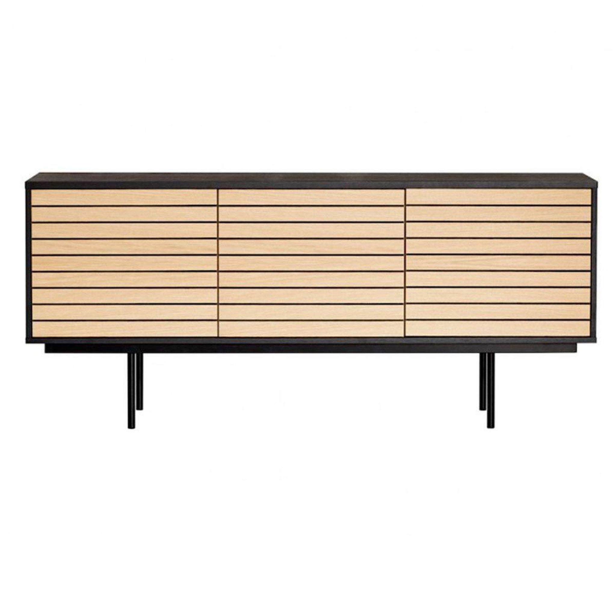 Paris Prix Buffet 4 portes & 2 niveaux  stripe  161cm chêne & noir