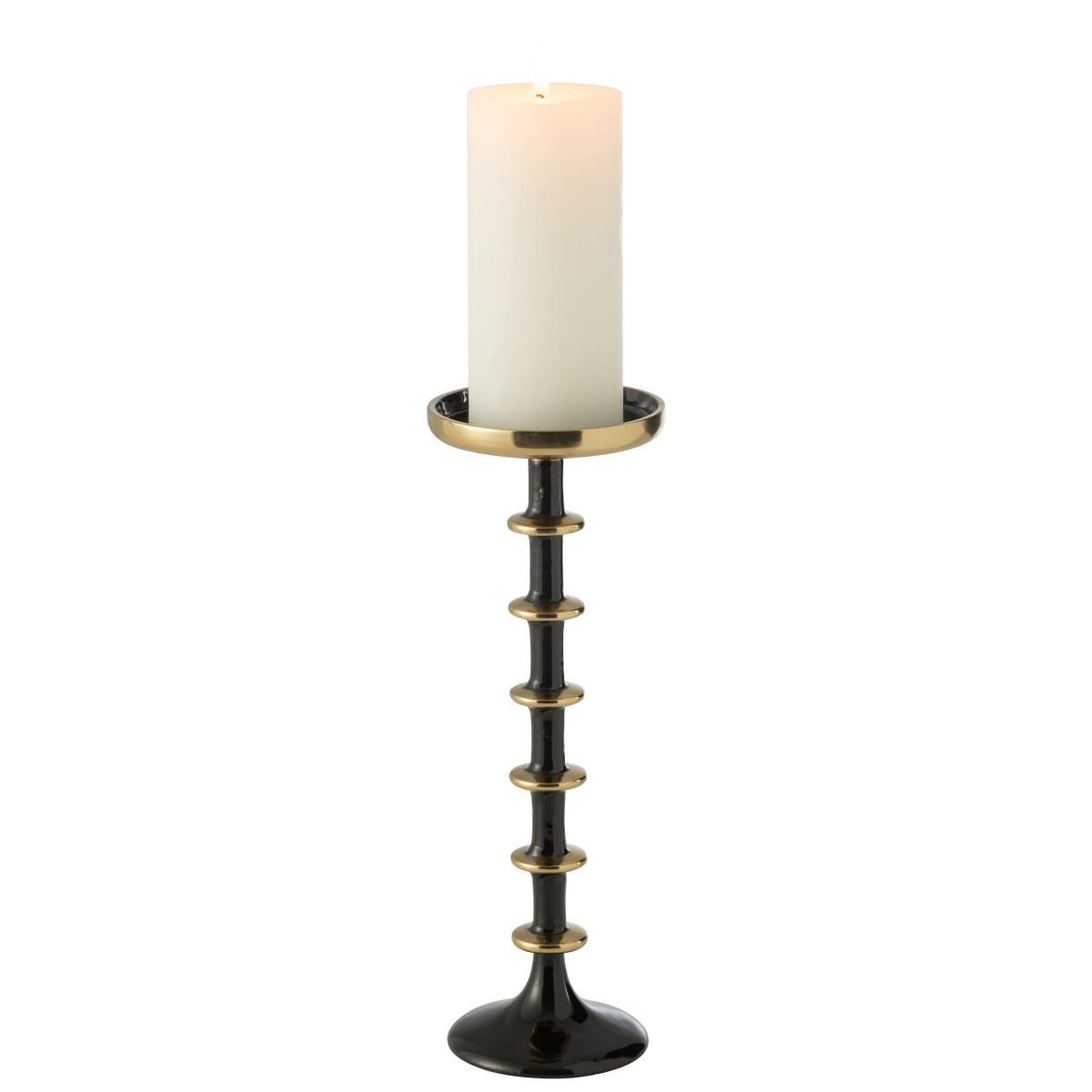 Voir la diapositive 2 : J-LINE Bougeoir boule en métal  ramiro  30cm noir & or