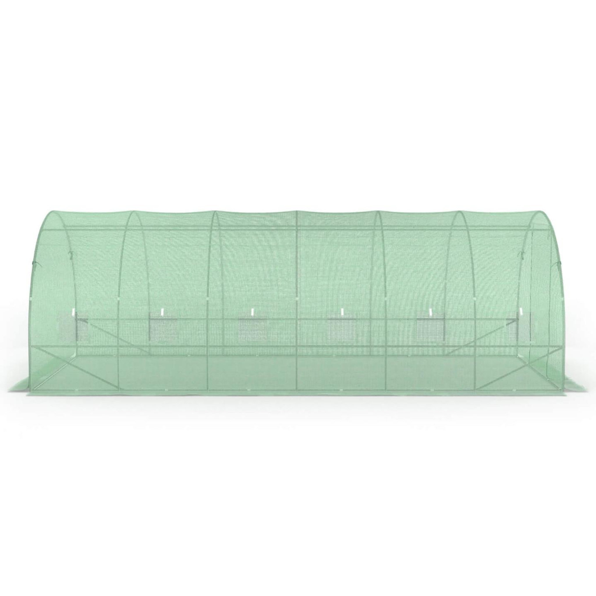 Voir la diapositive 6 : ID MARKET Serre de jardin tunnel 18m² 6 x 3 x 2 m acier galvanisé + bâche anti-uv avec porte et fenêtres crimée verte