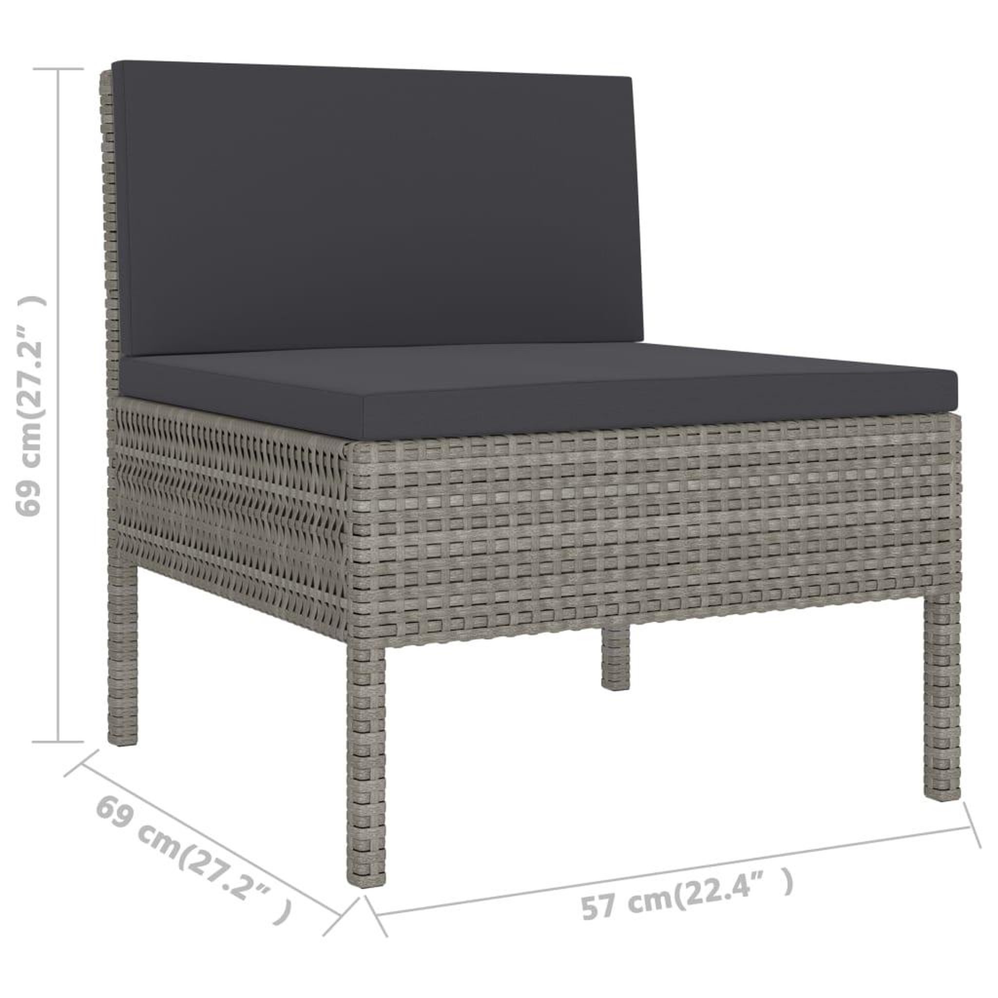 Voir la diapositive 6 : VIDAXL Salon de jardin 2 pcs avec coussins Resine tressee Gris