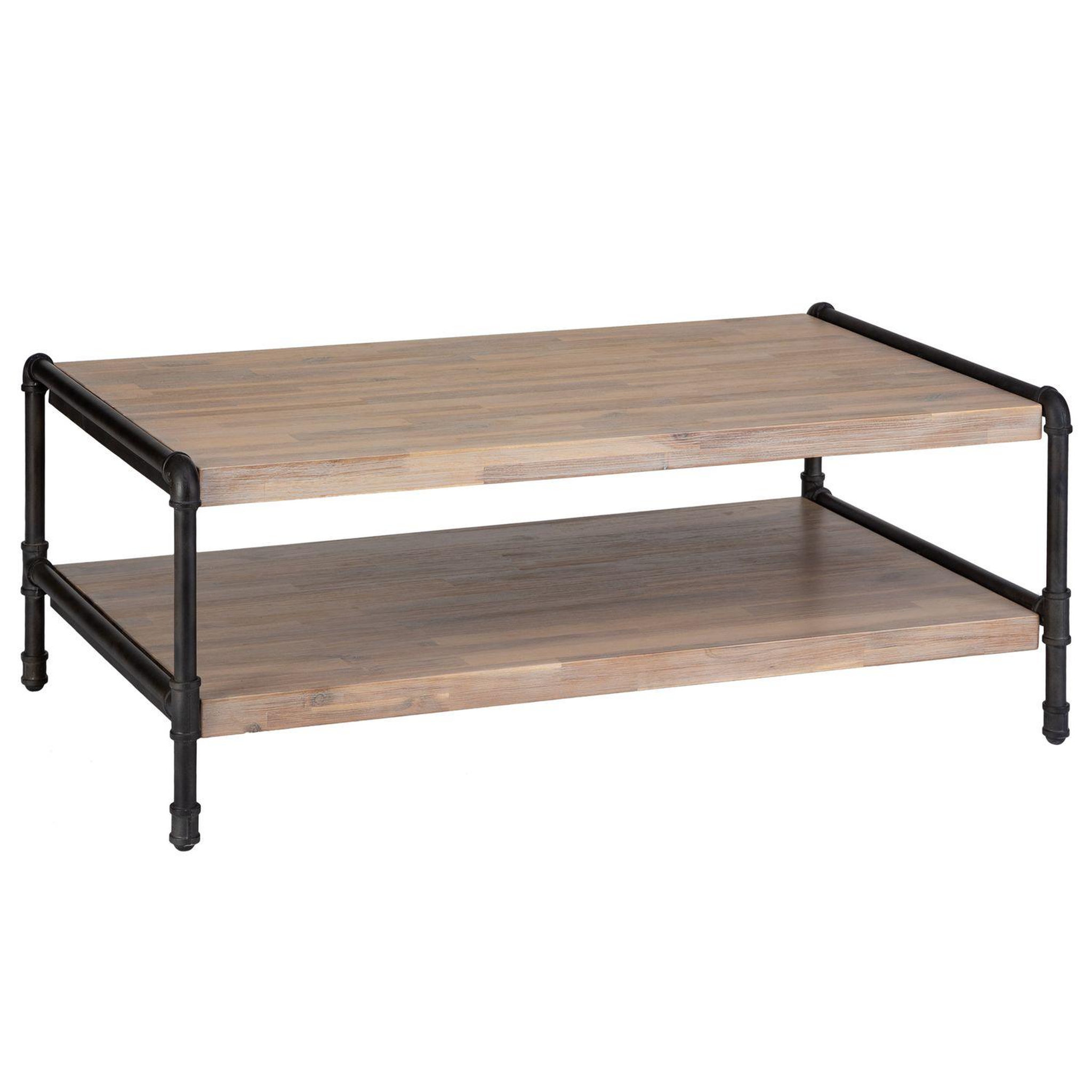 ATMOSPHERA Table basse design bois et métal industriel siam - l. 120 x h. 40 cm - noir
