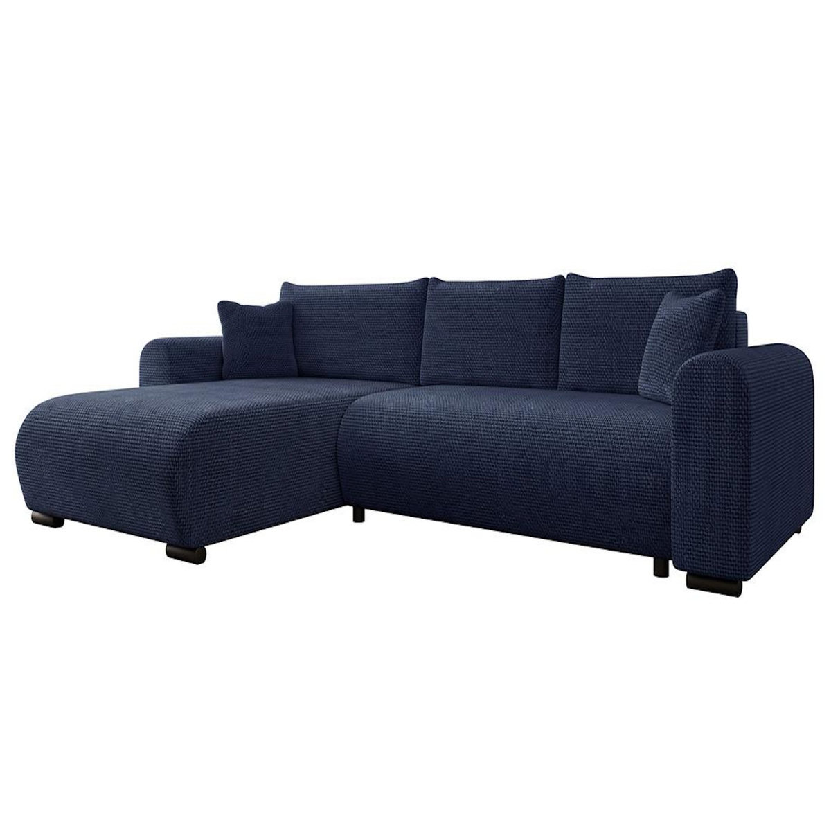 BEST MOBILIER Rosalie - canapé d'angle réversible 4 places convertible avec coffre en velours texturé