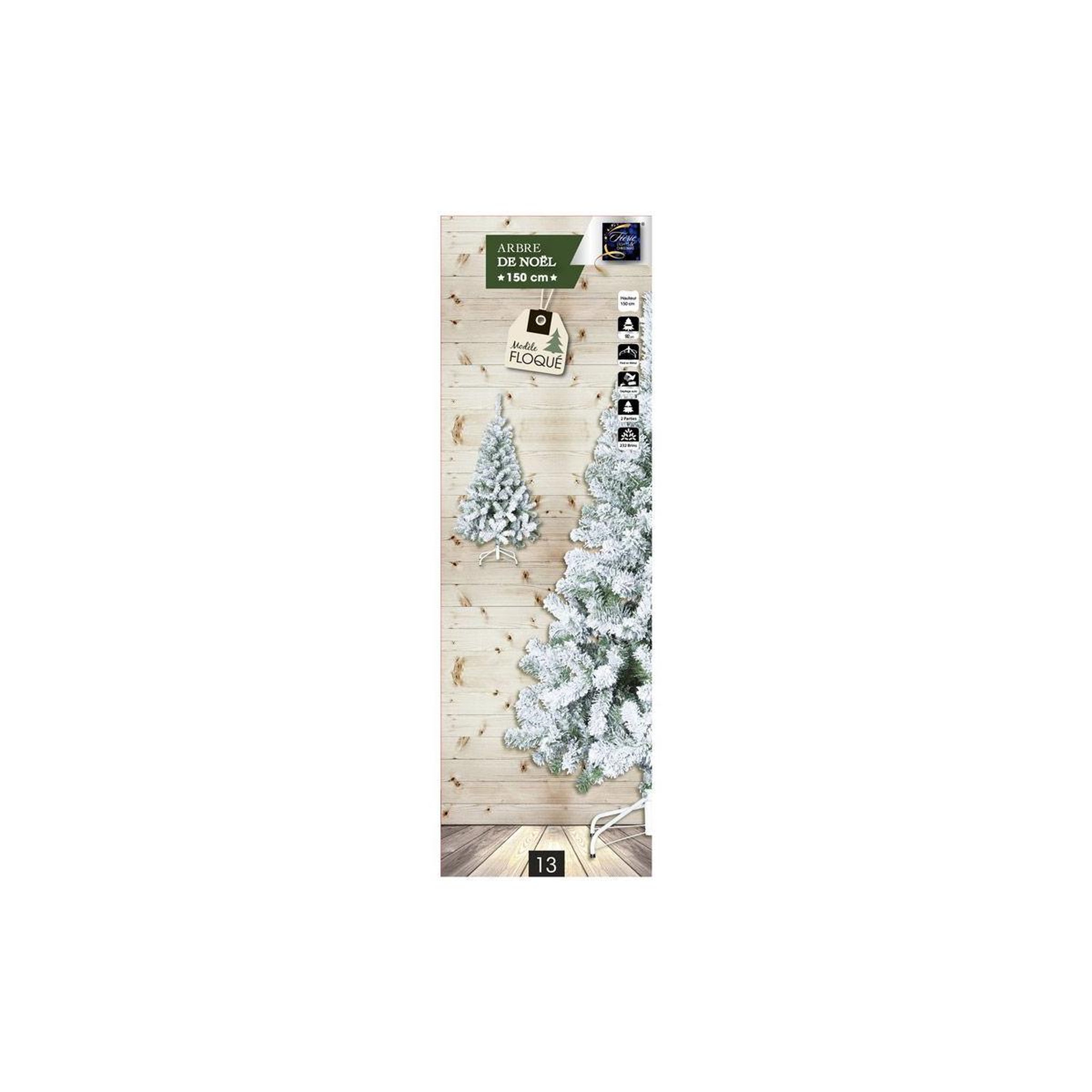 Voir la diapositive 2 : FEERIC LIGHT & CHRISTMAS Sapin de noël enneigé  floqué  150cm vert