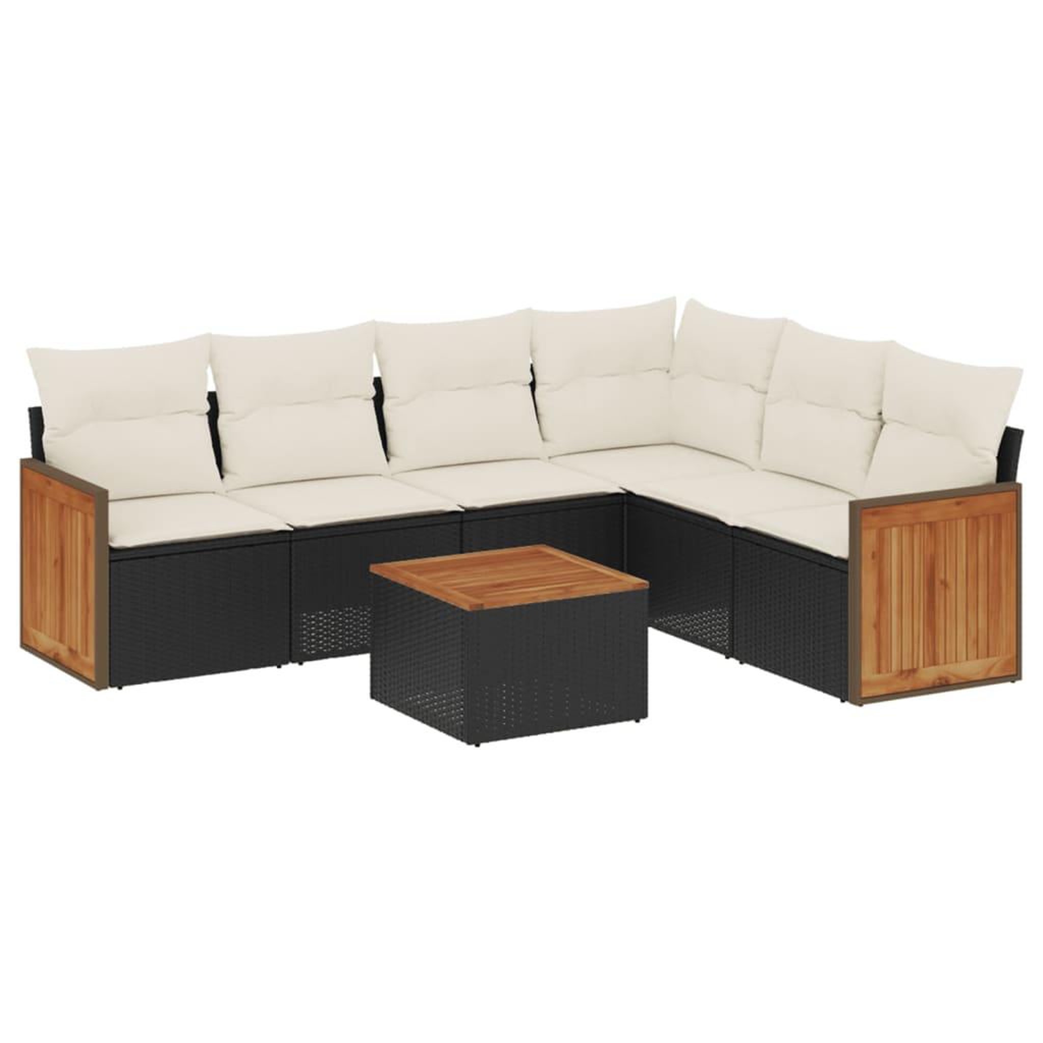VIDAXL Salon de jardin 7 pcs avec coussins noir resine tressee