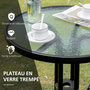 Voir la diapositive 4 : OUTSUNNY Salon de jardin bistro 2 chaises pliables - table ronde dim. Ø60 x 70H cm - plateau verre trempé métal époxy textilène noir